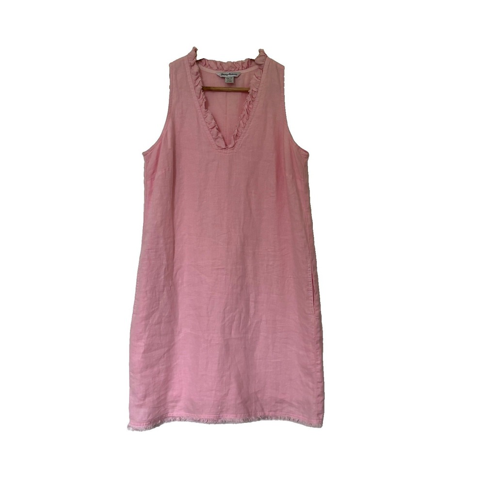 Tommy Bahama Dress Two Palms resort wear 💯Linen Shell 💯Cotton Lining Pink XS